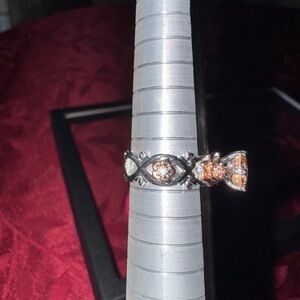Elegant White Gold Filled CZ Ring With Gold Flower Accents